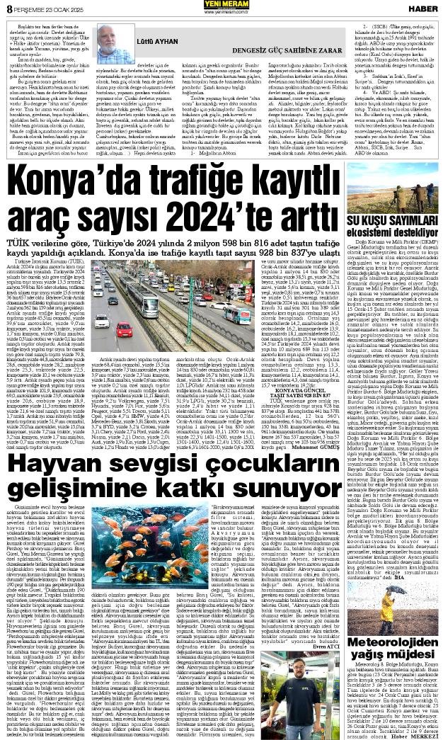 23 Ocak 2025 Yeni Meram Gazetesi
