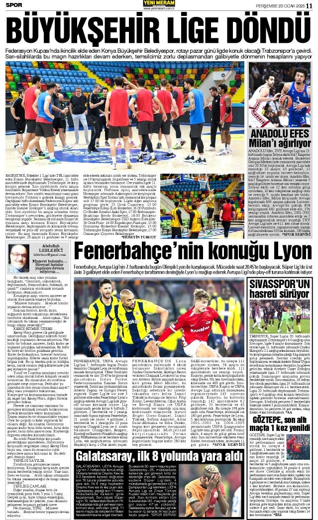 23 Ocak 2025 Yeni Meram Gazetesi
