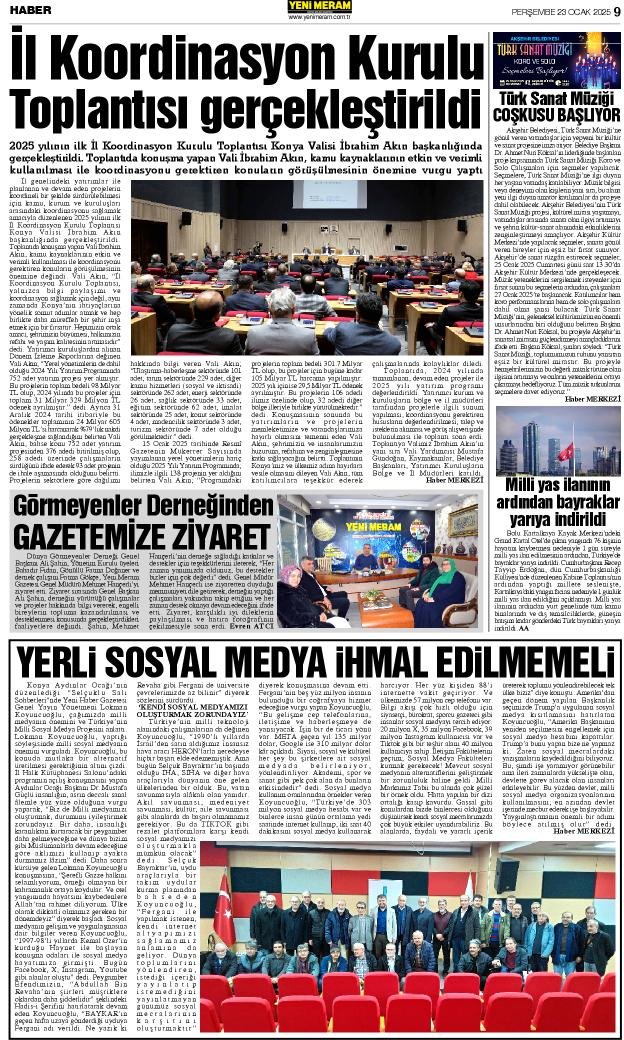 23 Ocak 2025 Yeni Meram Gazetesi
