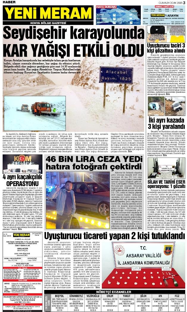 24 Ocak 2025 Yeni Meram Gazetesi
