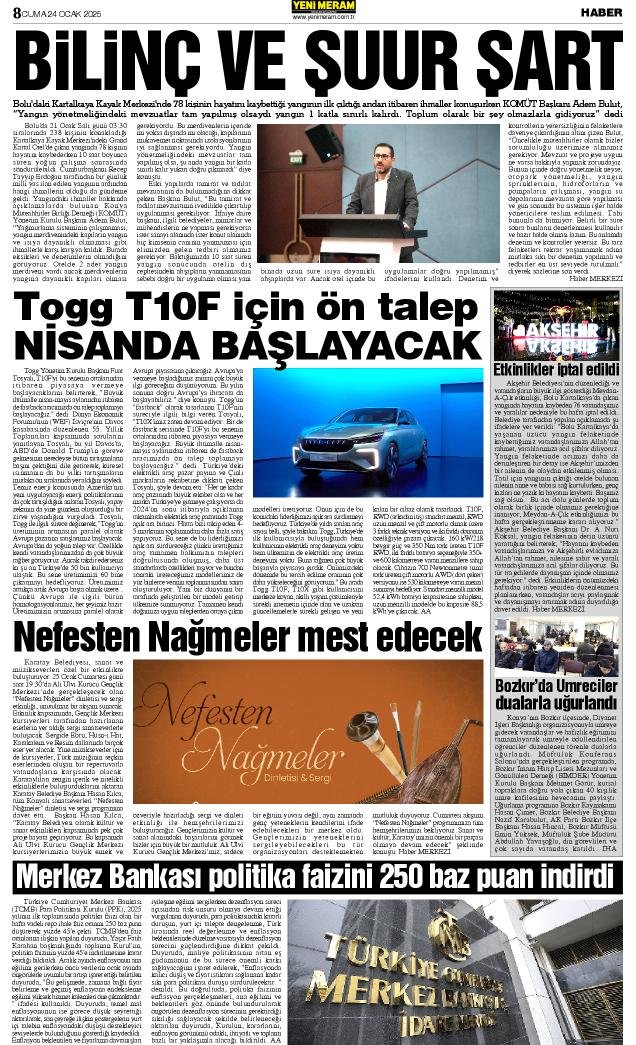 24 Ocak 2025 Yeni Meram Gazetesi
