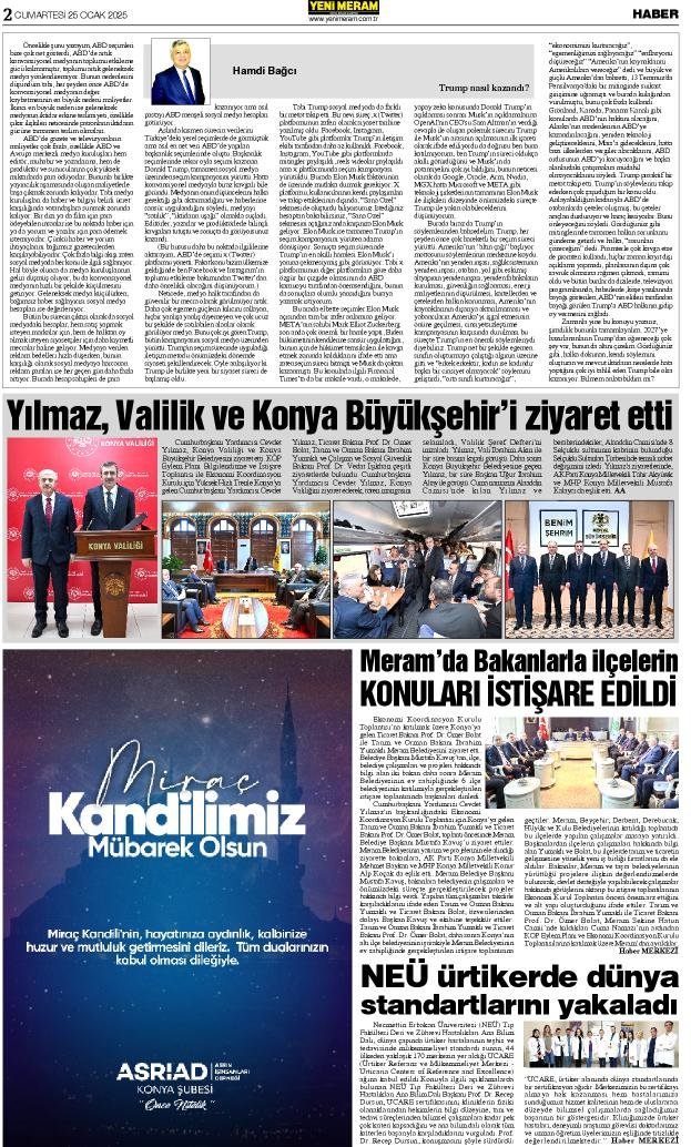 25 Ocak 2025 Yeni Meram Gazetesi