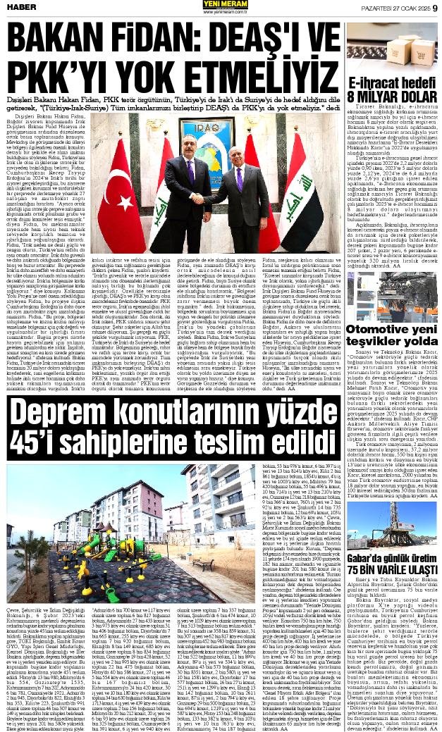 27 Ocak 2025 Yeni Meram Gazetesi
