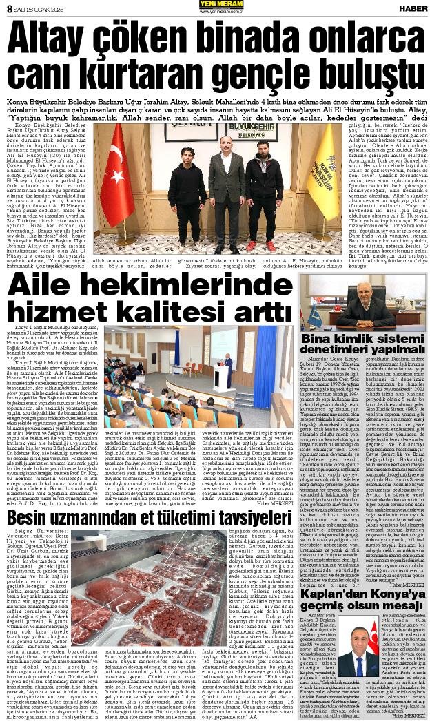 28 Ocak 2025 Yeni Meram Gazetesi
