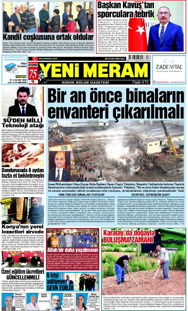 28 Ocak 2025 Yeni Meram Gazetesi
