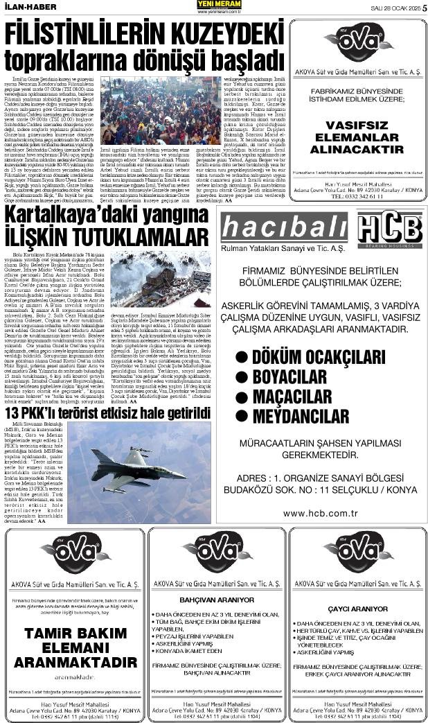 28 Ocak 2025 Yeni Meram Gazetesi
