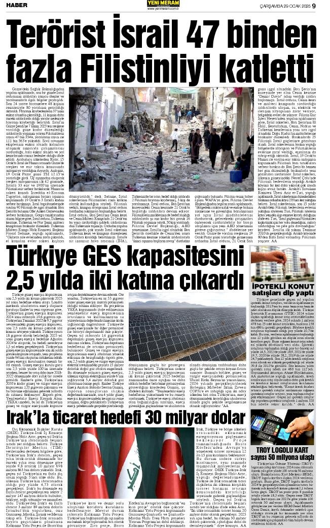 29 Ocak 2025 Yeni Meram Gazetesi
