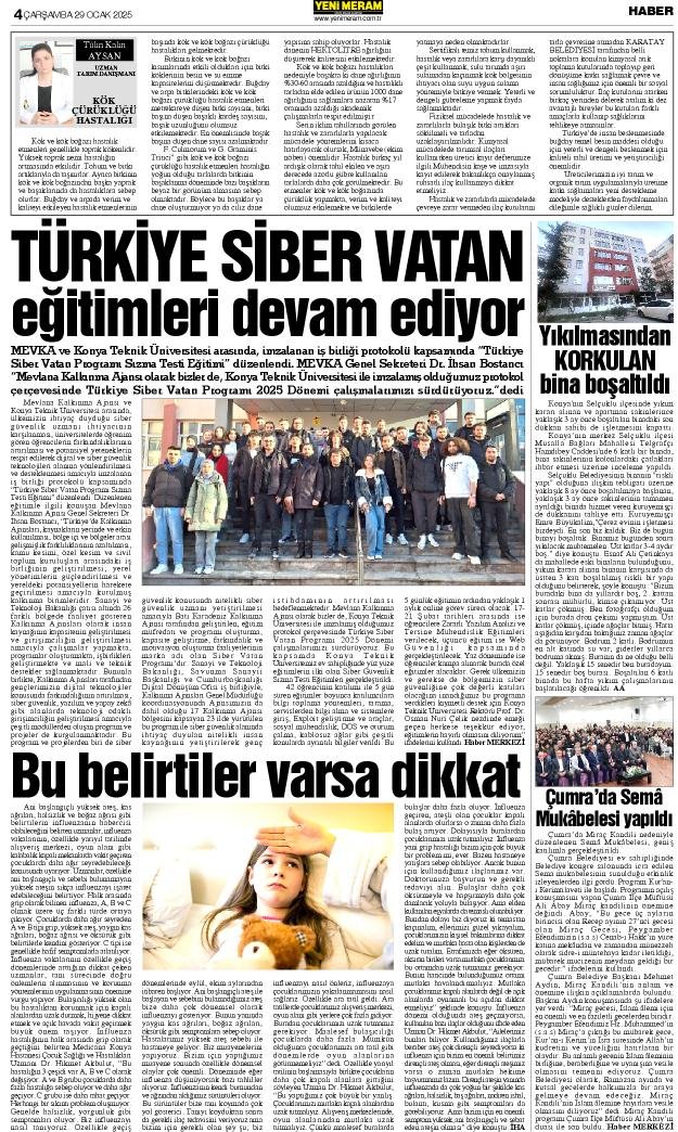 29 Ocak 2025 Yeni Meram Gazetesi
