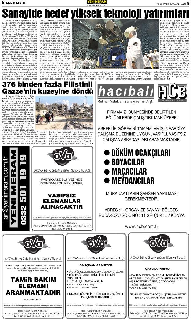 30 Ocak 2025 Yeni Meram Gazetesi
