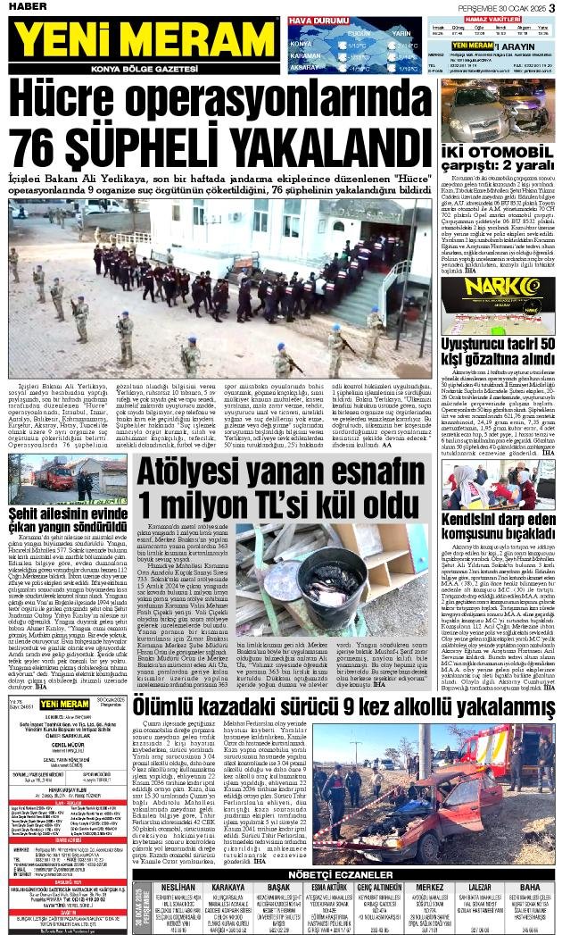 30 Ocak 2025 Yeni Meram Gazetesi
