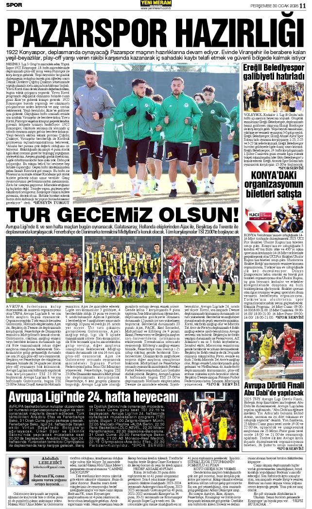 30 Ocak 2025 Yeni Meram Gazetesi
