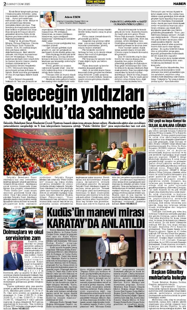 31 Ocak 2025 Yeni Meram Gazetesi
