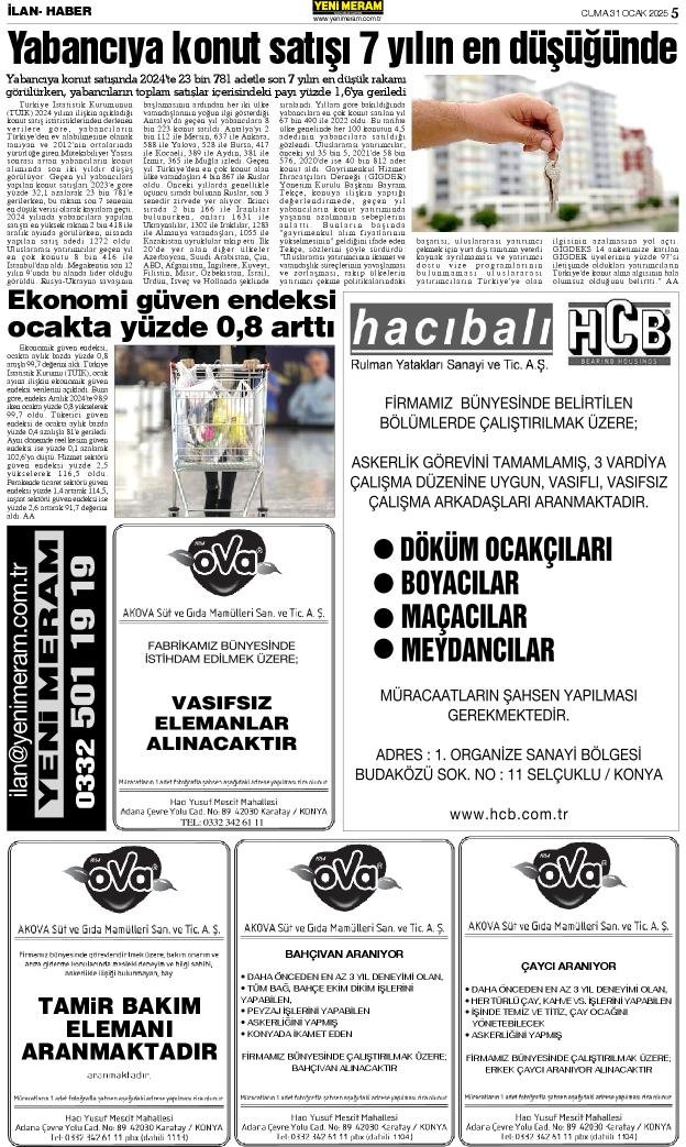 31 Ocak 2025 Yeni Meram Gazetesi
