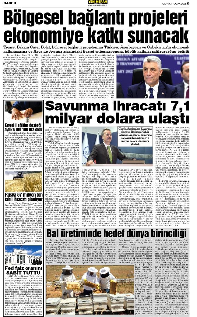 31 Ocak 2025 Yeni Meram Gazetesi
