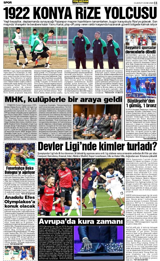 31 Ocak 2025 Yeni Meram Gazetesi
