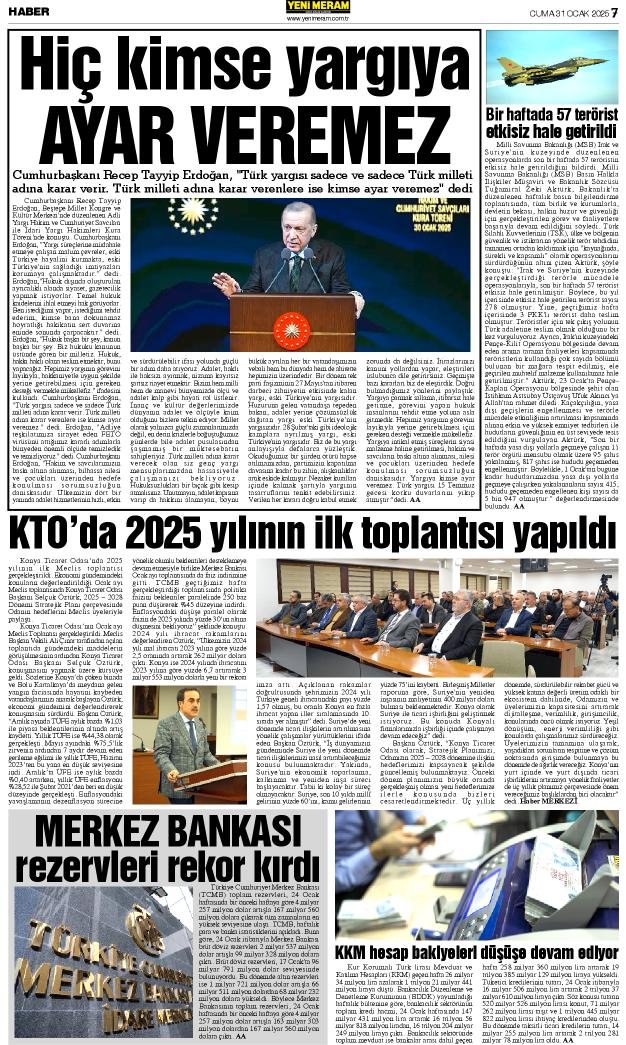 31 Ocak 2025 Yeni Meram Gazetesi
