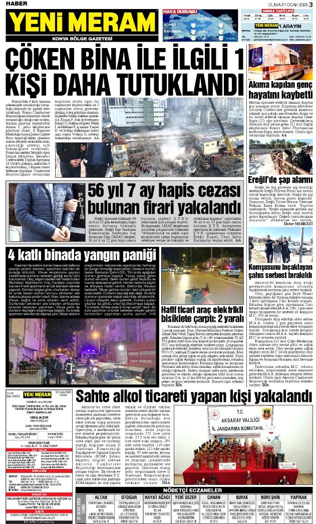 31 Ocak 2025 Yeni Meram Gazetesi
