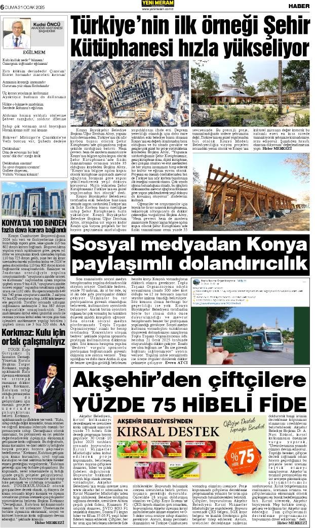 31 Ocak 2025 Yeni Meram Gazetesi
