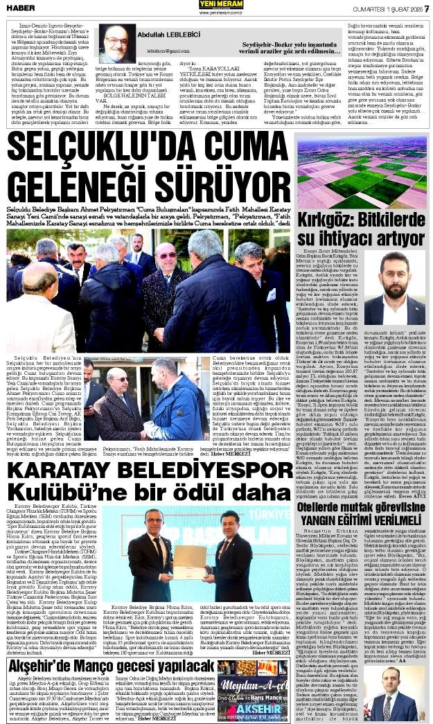 1 Şubat 2025 Yeni Meram Gazetesi