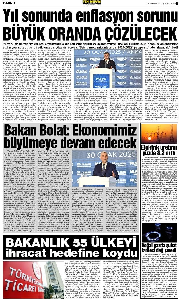 1 Şubat 2025 Yeni Meram Gazetesi