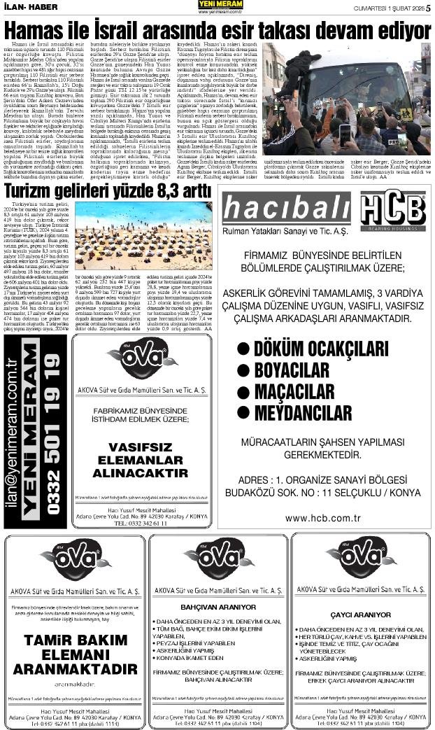 1 Şubat 2025 Yeni Meram Gazetesi