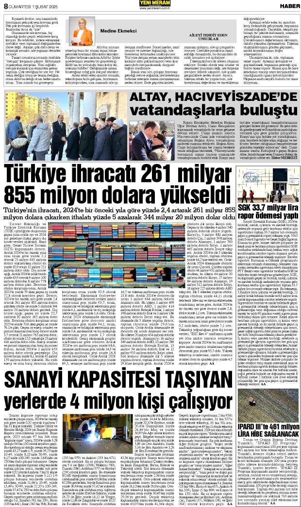 1 Şubat 2025 Yeni Meram Gazetesi