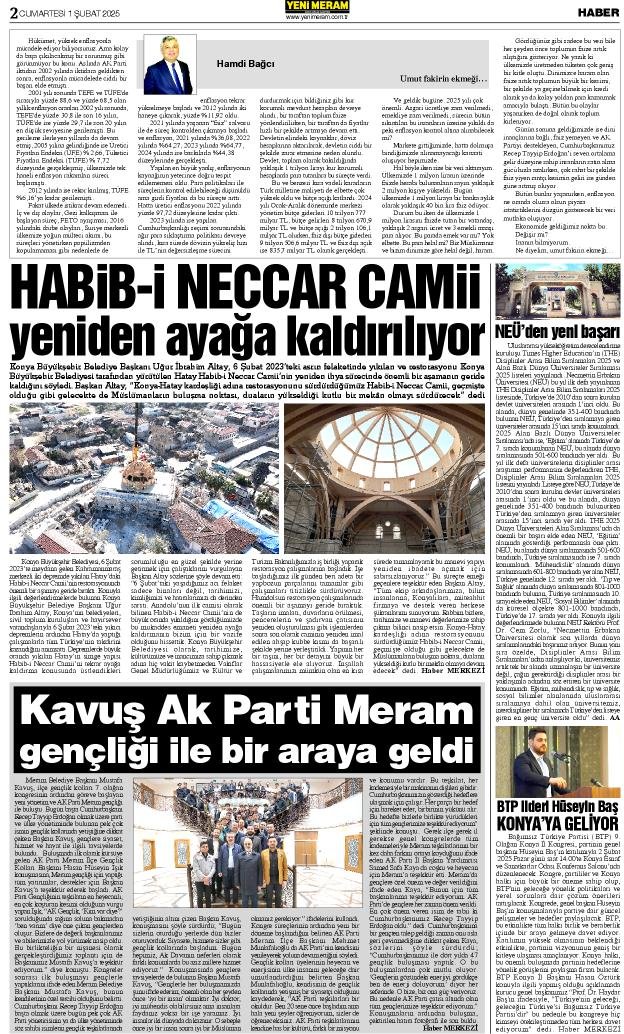 1 Şubat 2025 Yeni Meram Gazetesi