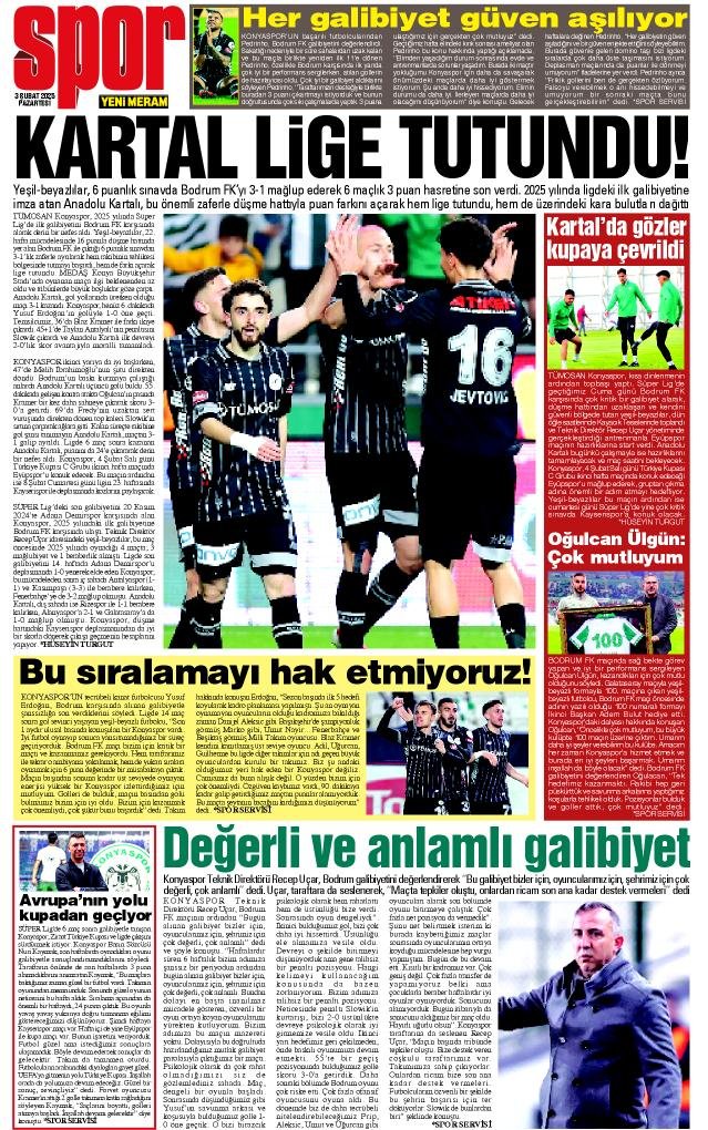 3 Şubat 2025 Yeni Meram Gazetesi
