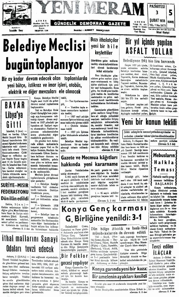 3 Şubat 2025 Yeni Meram Gazetesi
