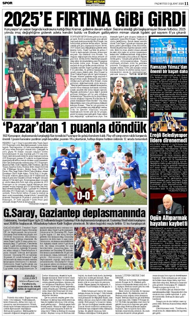 3 Şubat 2025 Yeni Meram Gazetesi
