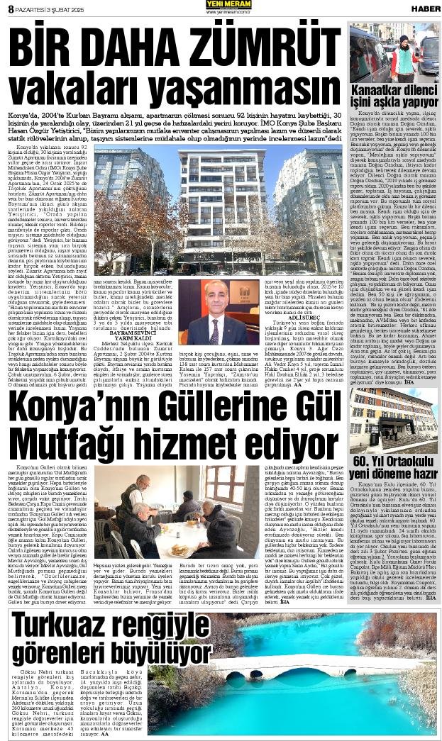 3 Şubat 2025 Yeni Meram Gazetesi
