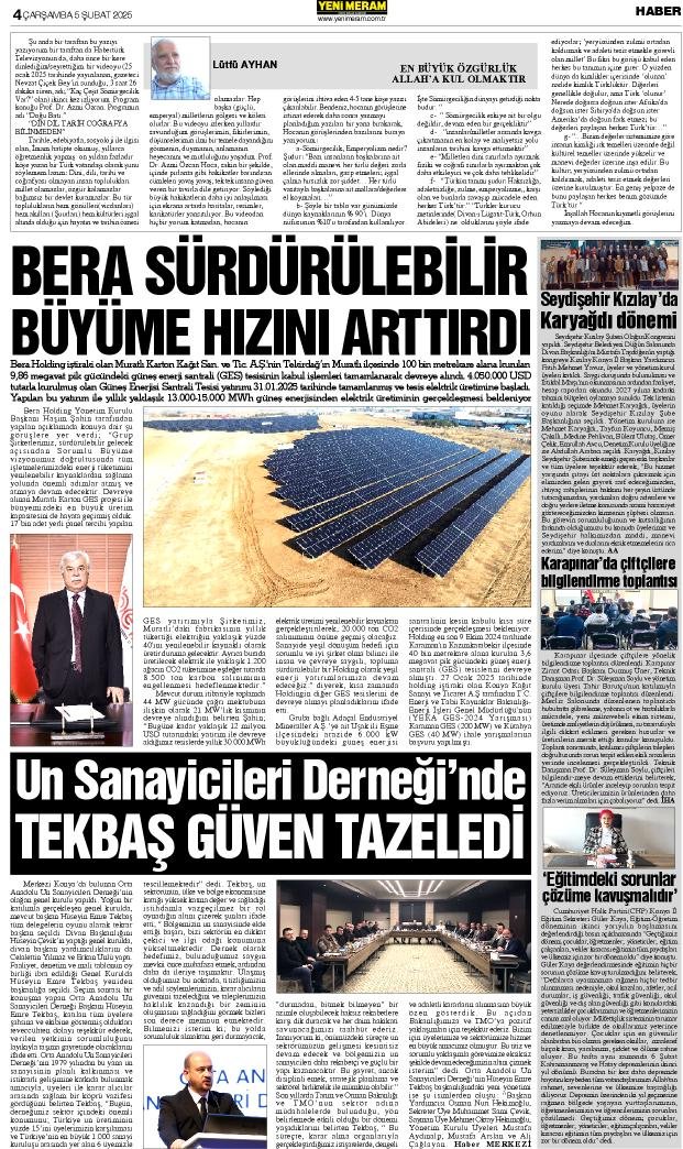 5 Şubat 2025 Yeni Meram Gazetesi
