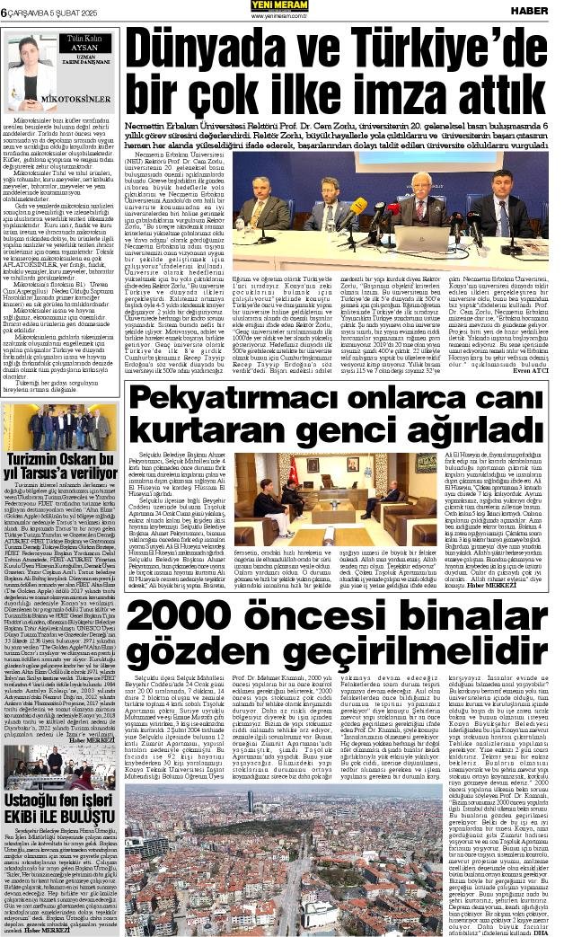 5 Şubat 2025 Yeni Meram Gazetesi
