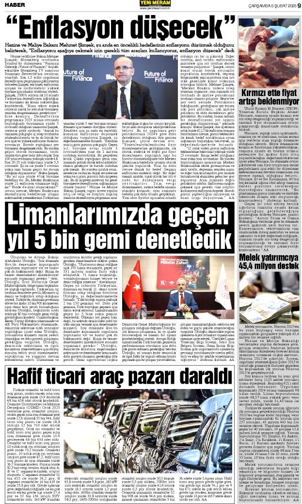 5 Şubat 2025 Yeni Meram Gazetesi
