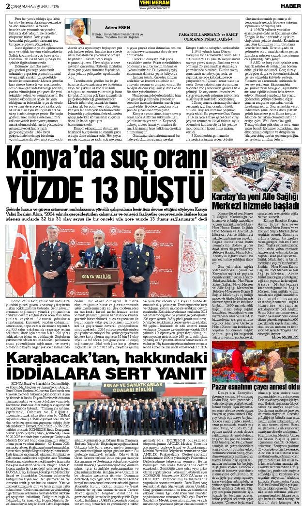 5 Şubat 2025 Yeni Meram Gazetesi
