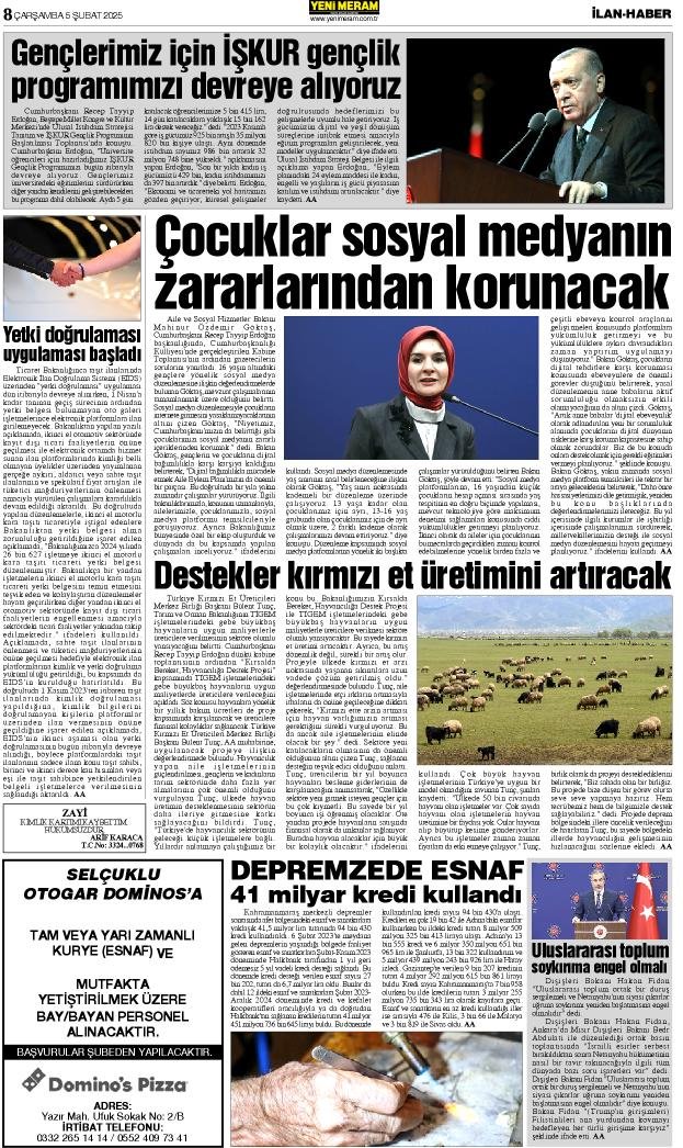 5 Şubat 2025 Yeni Meram Gazetesi
