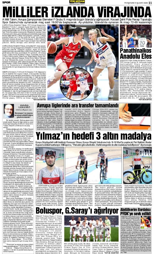 6 Şubat 2025 Yeni Meram Gazetesi
