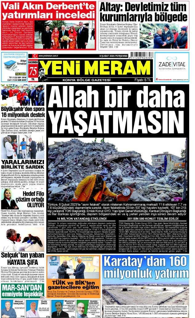 6 Şubat 2025 Yeni Meram Gazetesi
