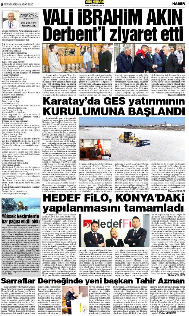 6 Şubat 2025 Yeni Meram Gazetesi
