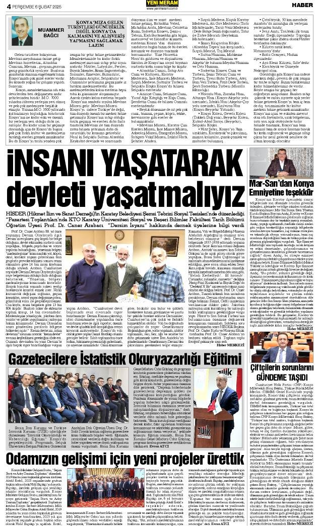 6 Şubat 2025 Yeni Meram Gazetesi
