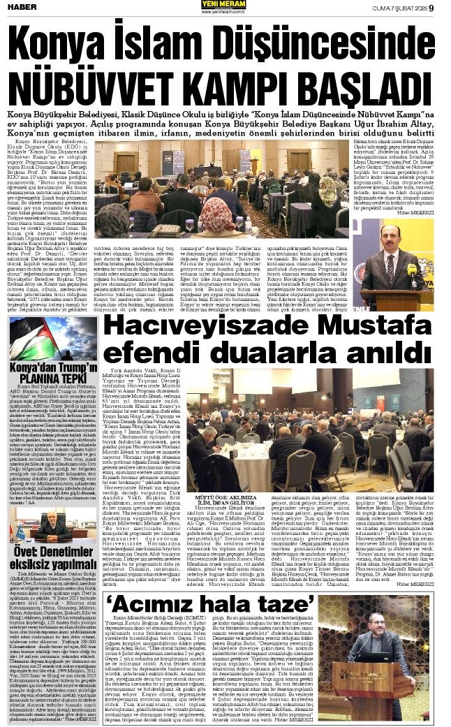 7 Şubat 2025 Yeni Meram Gazetesi
