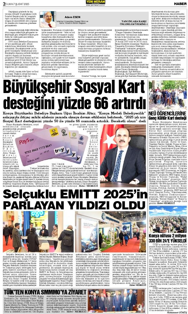 7 Şubat 2025 Yeni Meram Gazetesi
