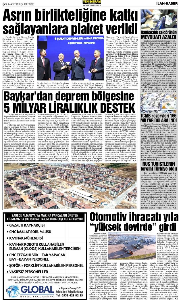 8 Şubat 2025 Yeni Meram Gazetesi