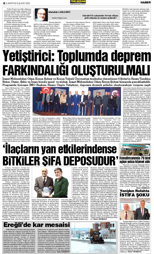 8 Şubat 2025 Yeni Meram Gazetesi