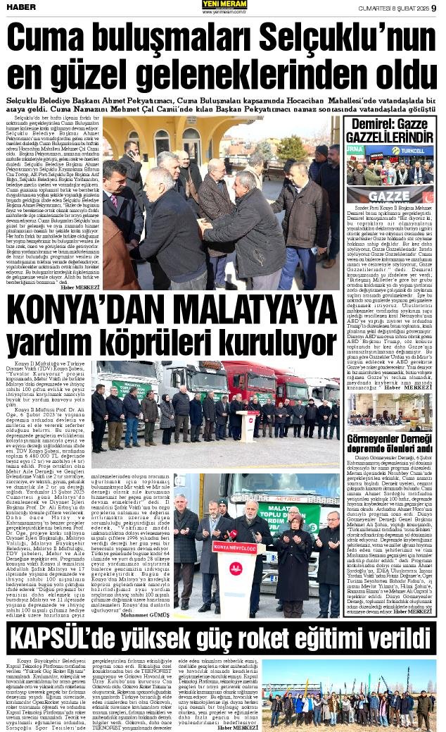 8 Şubat 2025 Yeni Meram Gazetesi