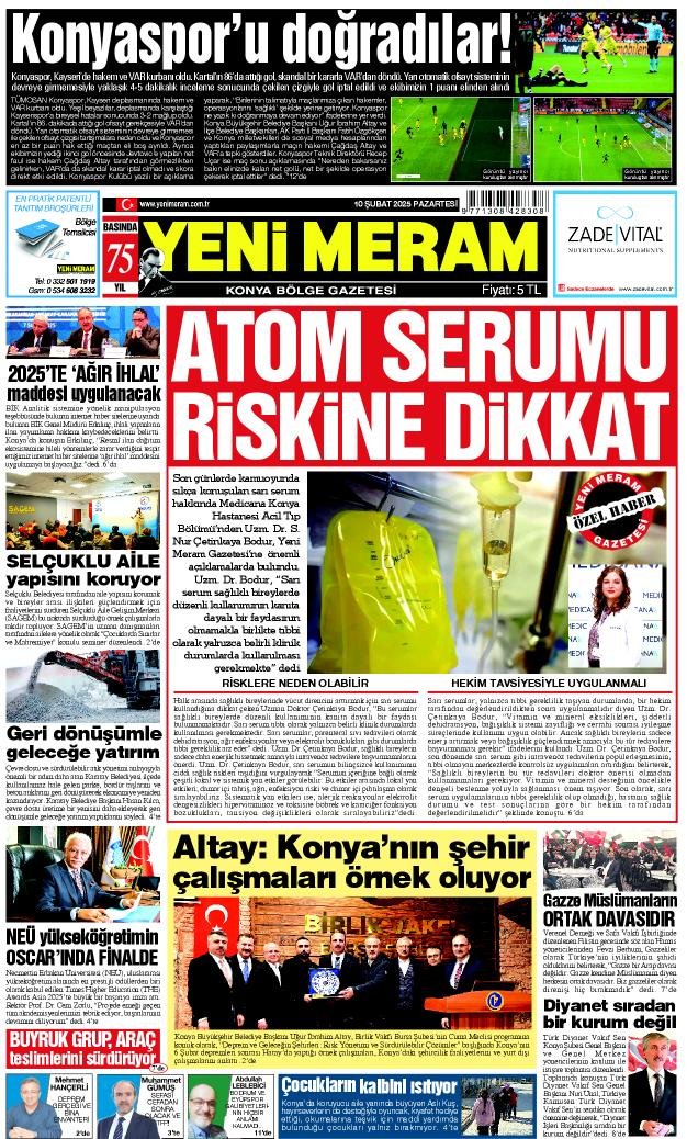 10 Şubat 2025 Yeni Meram Gazetesi
