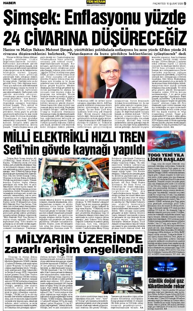 10 Şubat 2025 Yeni Meram Gazetesi
