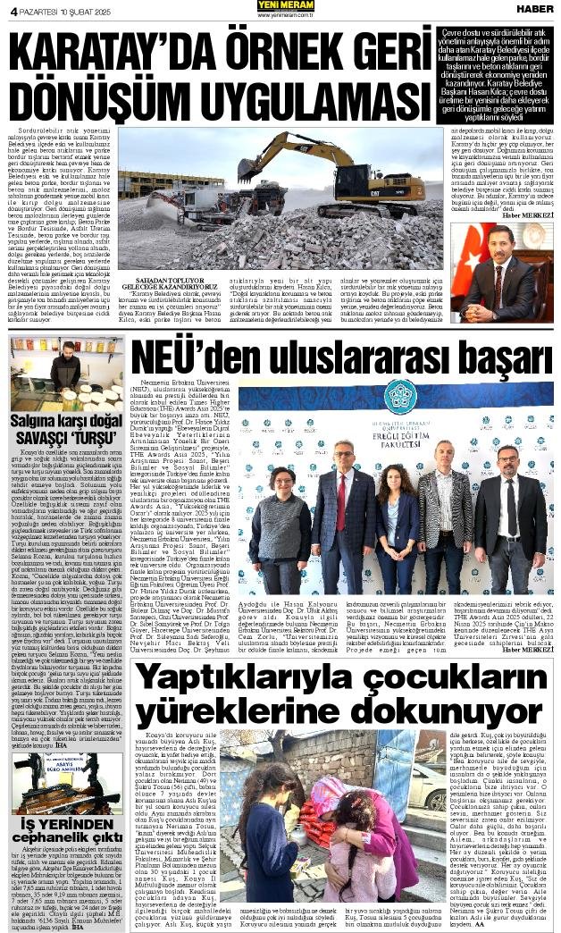 10 Şubat 2025 Yeni Meram Gazetesi
