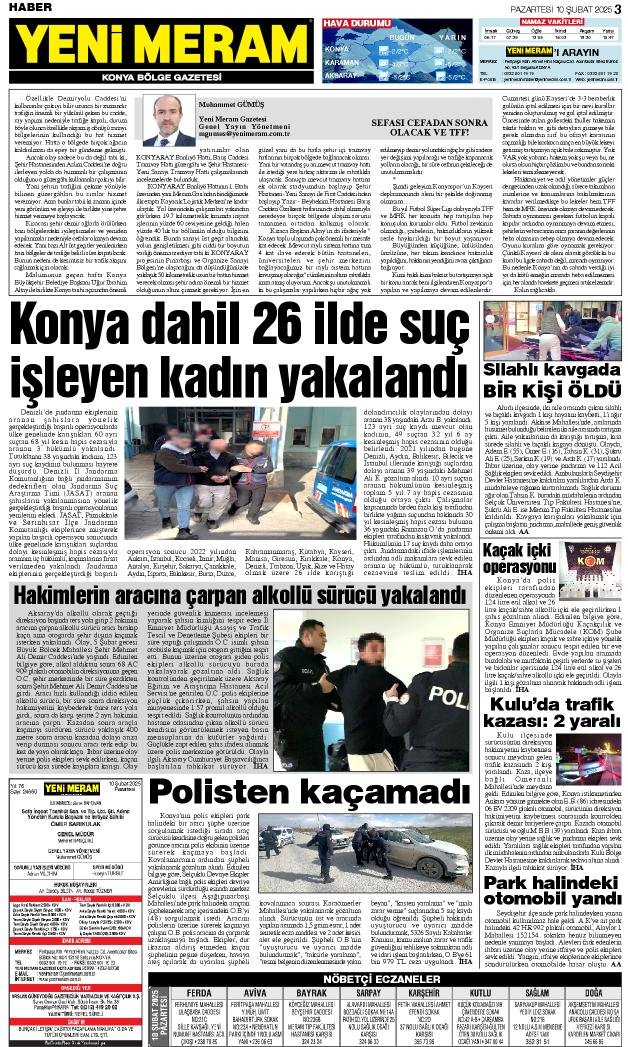 10 Şubat 2025 Yeni Meram Gazetesi
