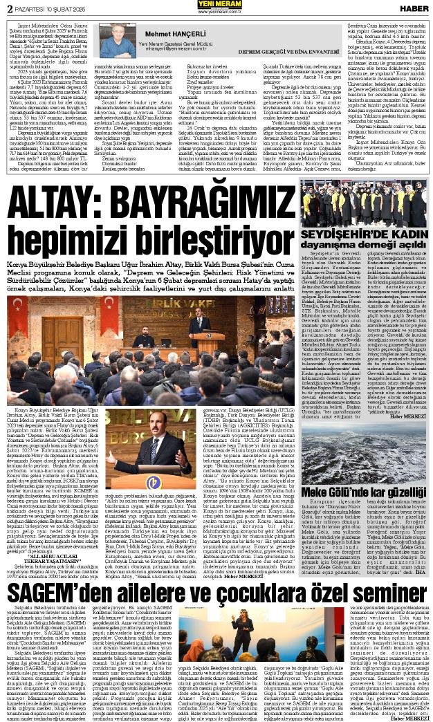 10 Şubat 2025 Yeni Meram Gazetesi
